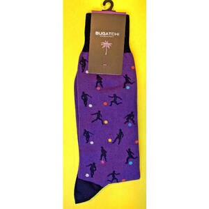 Bugatchi Soccer Mid-Calf Purple Mens Socks NEW